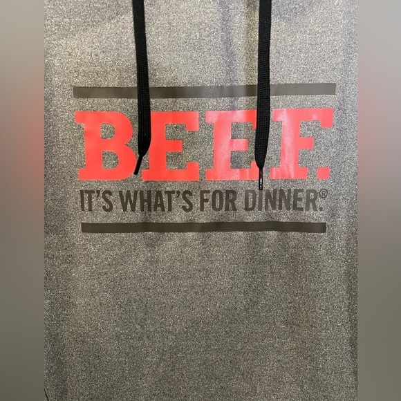 292. Xersion Grey Long Sleeve Pullover Hoodie Sweatshirt XXL Beef it’s what’s - Picture 3 of 5